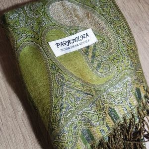 PASHMINA green, tan and sparkling silver